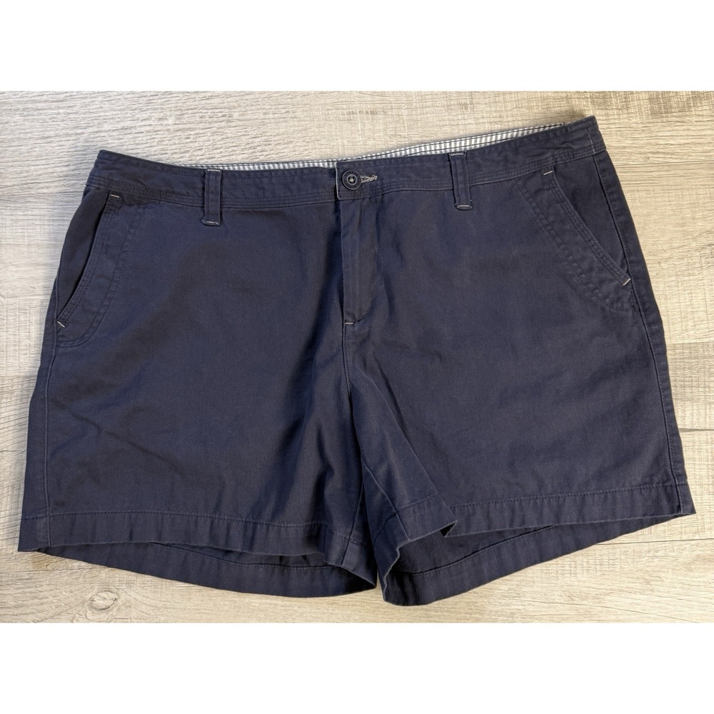 Natural Reflections Women's 18 Navy Chino Shorts Preppy Coastal Classic Cotton
